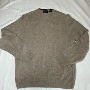Allen Solly Sweater XXLarge Cashmere V Neck Pullover Tan knit 100% cashmere